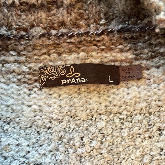 Prana cardigan sweater. Wool blend. Brown/ tan. Comfy. Medium weight. Large - Picture 2 of 8